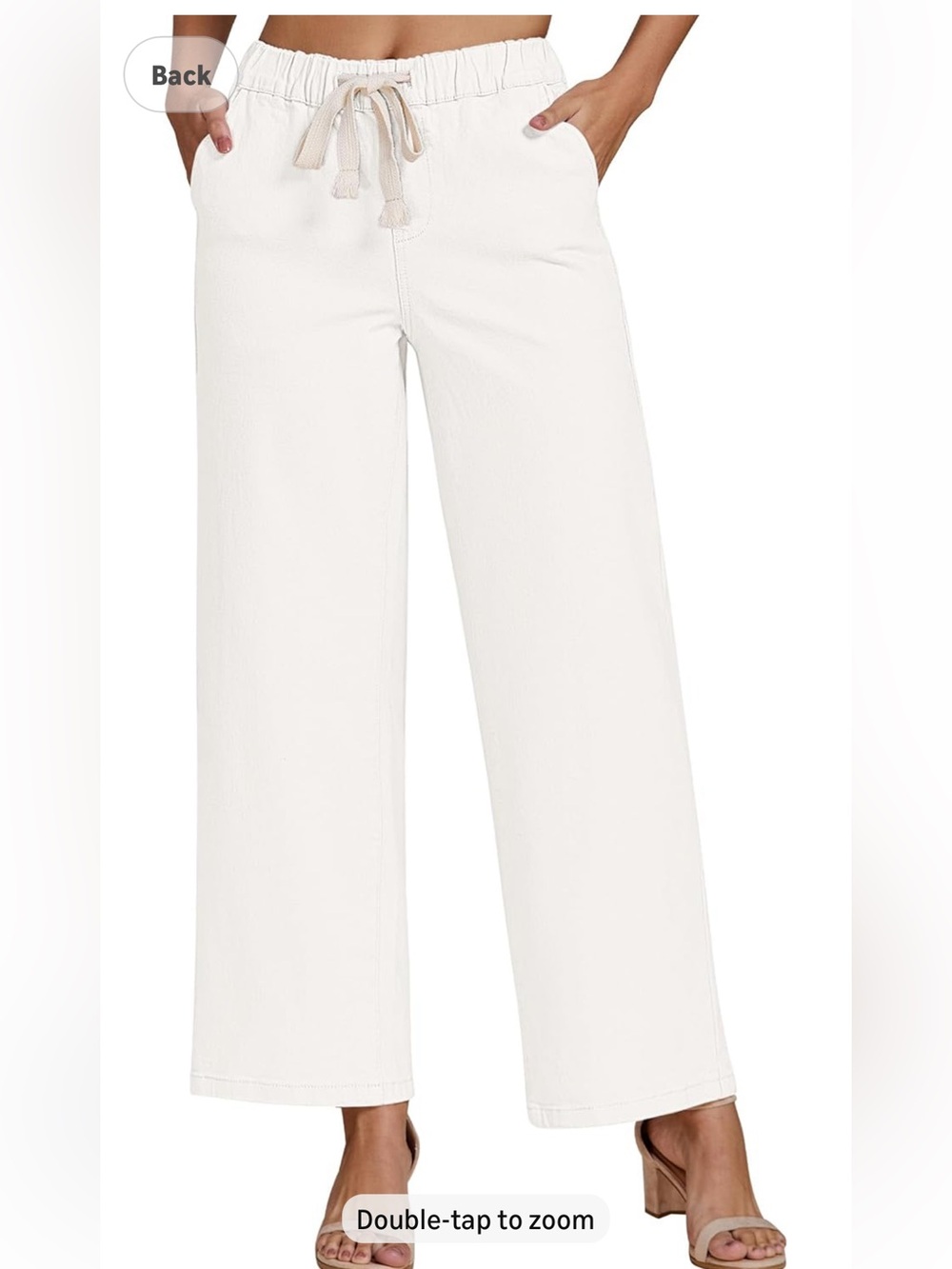 Luvamia Cream Wide-Leg Drawstring Pants. NWOT